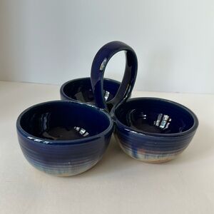 Signed pottery condiment holder